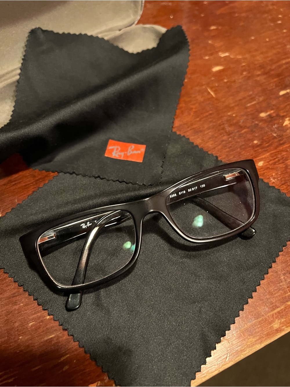 Ray-Ban Black Rectangular Eyeglasses with Branded Cloth